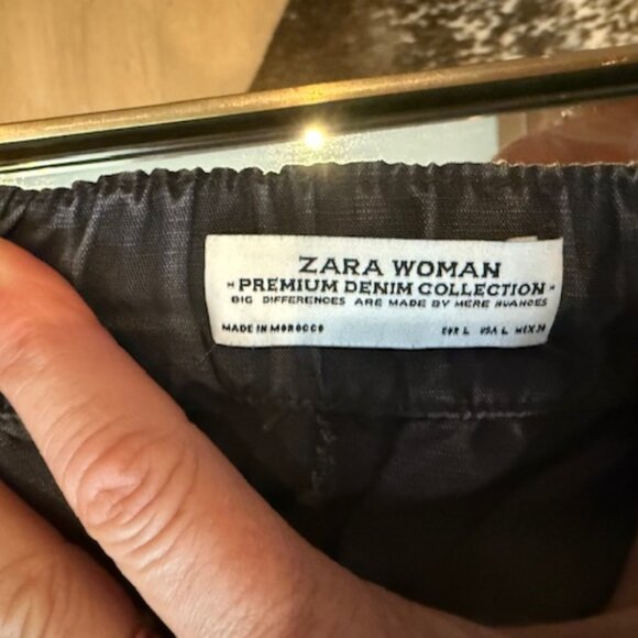 Pre-Loved Zara Premium Denim Collection Dark Grey Linen Joggers - Size L - Picture 4 of 6